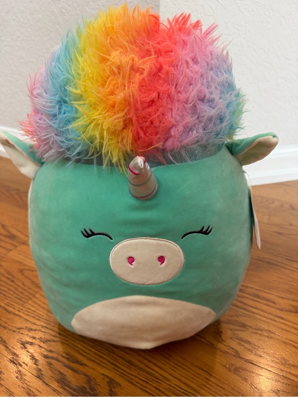 Squishmallows Teal Kennedy Unicorn Plush with Rainbow Mane